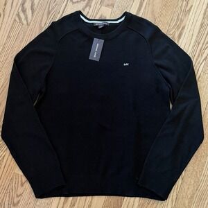 Michael Kors Men's Black Cotton Crewneck Sweater Large Minimalist Capsule New